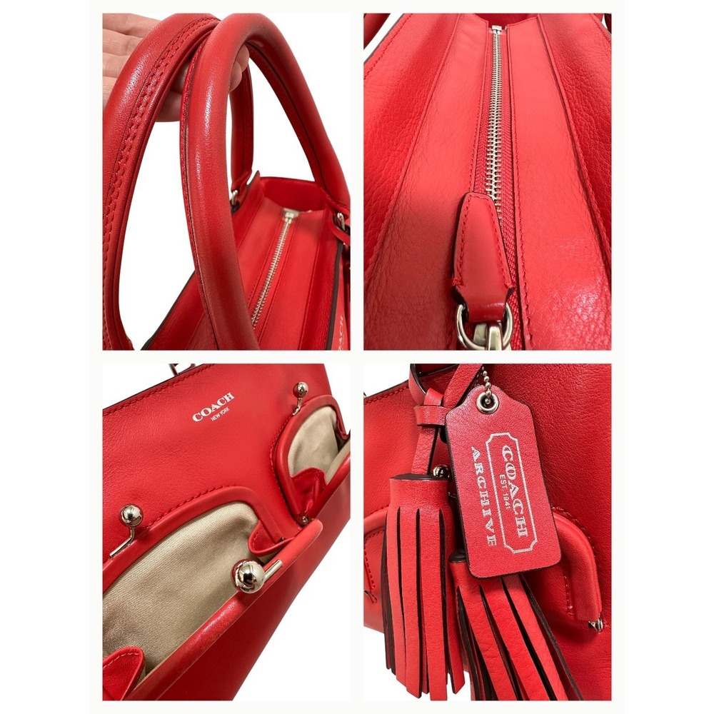 Coach Legacy Archive Double Kisslock Satchel Leather Red Tassel 21197 - Picture 6 of 8